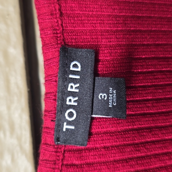 Torrid  Plus Size Midi Rib Knit Snap Front Dress BIKING RED 3x 22 24 PLUS - Picture 11 of 11
